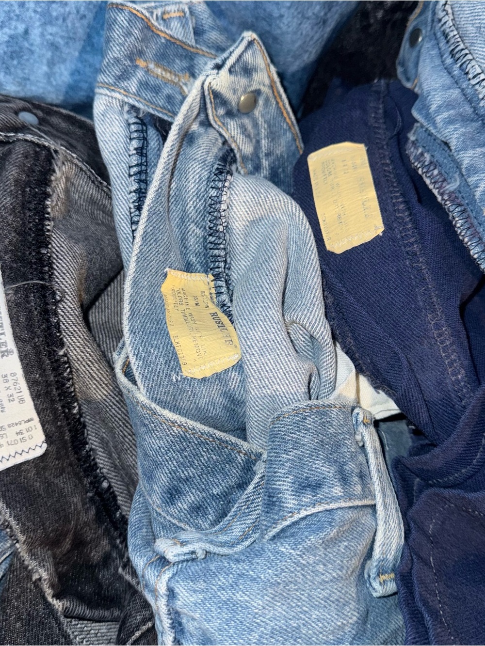 Vintage USA Made Rustler Jeans Lot All Size 36 w Denim Western Workwear 8 Pairs - Picture 5 of 6